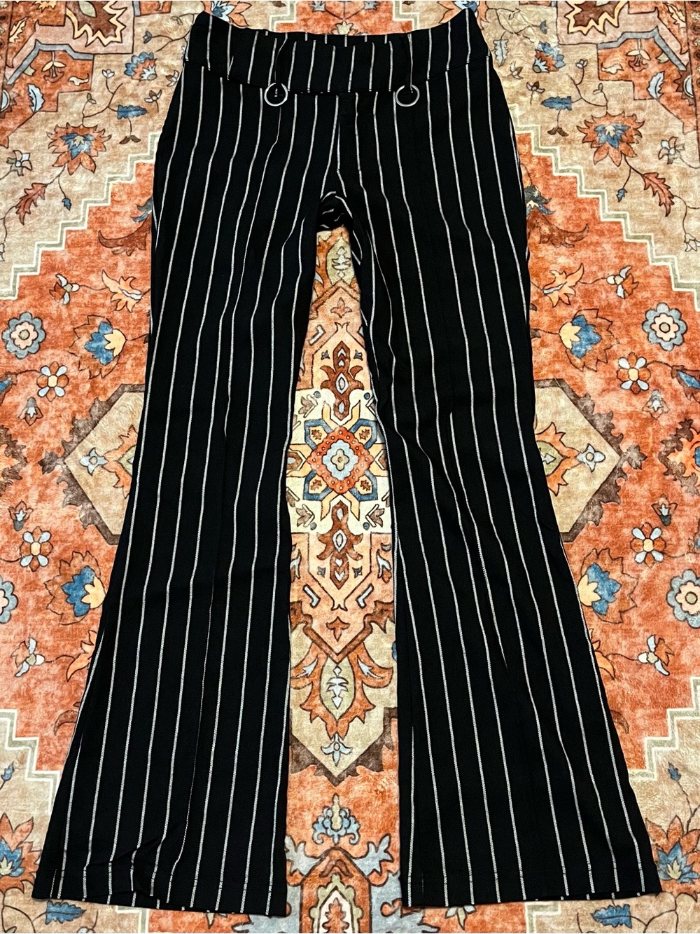 Y2K Black White Pinstripe Flare Pants